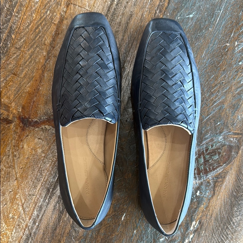Banana Republic Navy Quilted Loafers Slip-On Flats